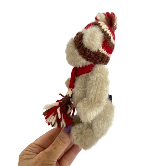 2005 Boyds Cocoa Bear Head Bean Collection Plush Knitted Beanie Scarf Orig Tags - Picture 4 of 11